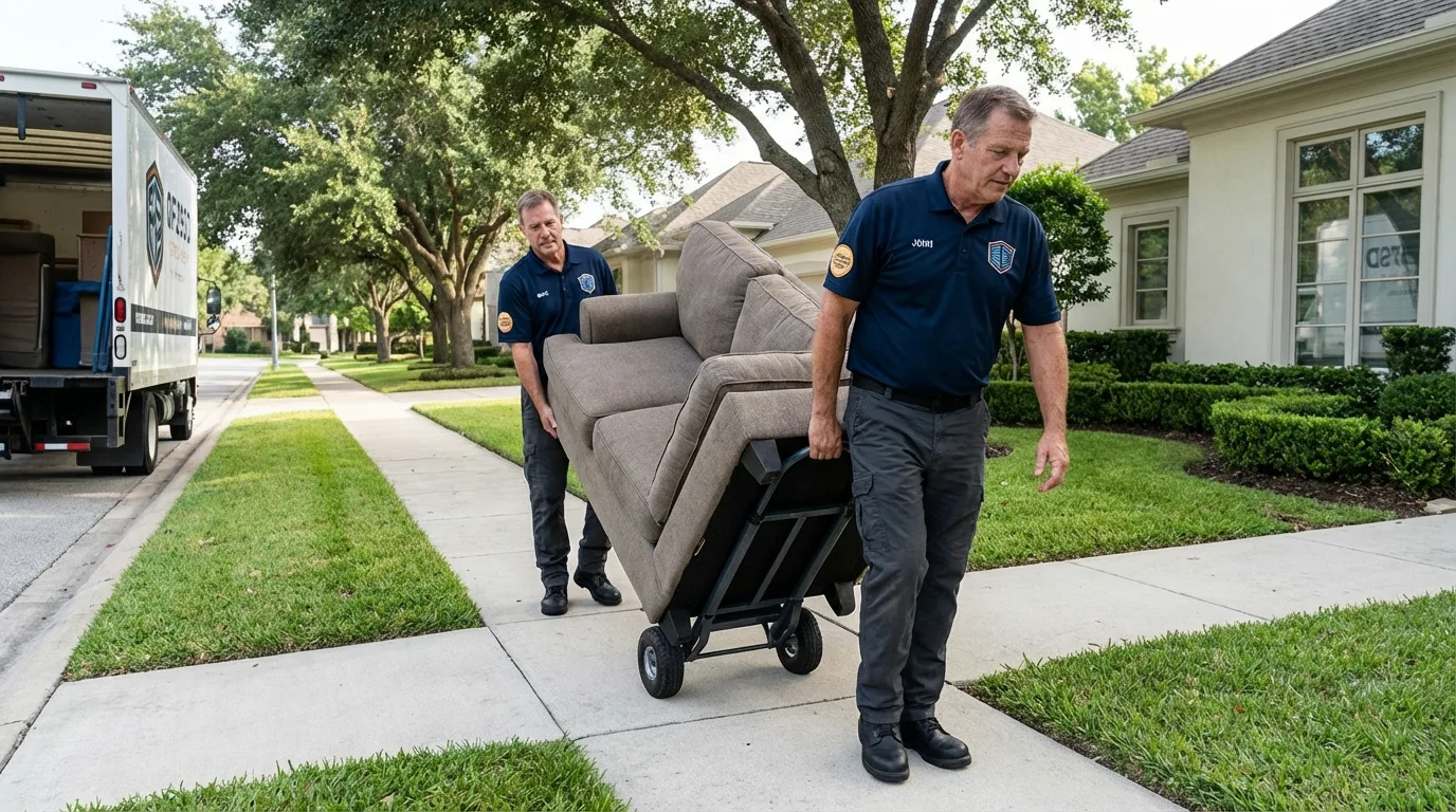 Local residential moving crew loading furniture in Pine Bluffs, WY