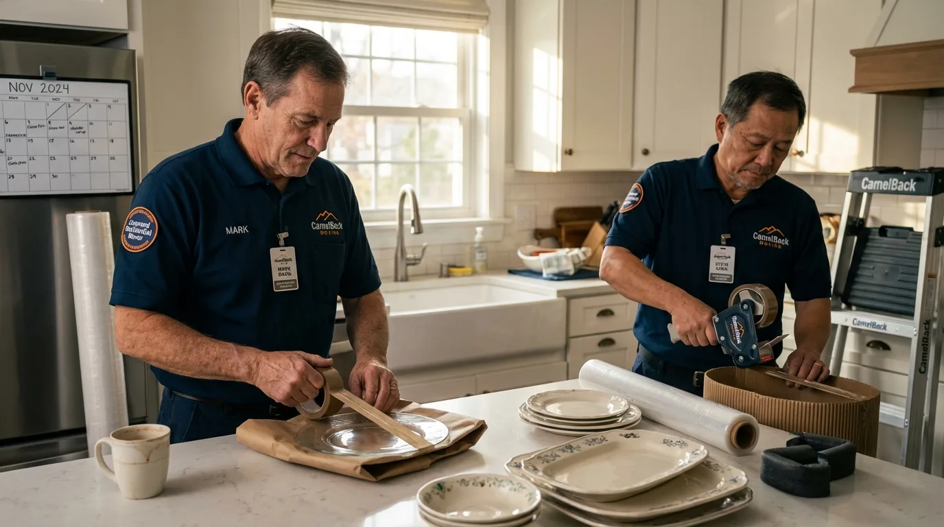 Professional crew packing kitchen dishware in Pine Bluffs, WY
